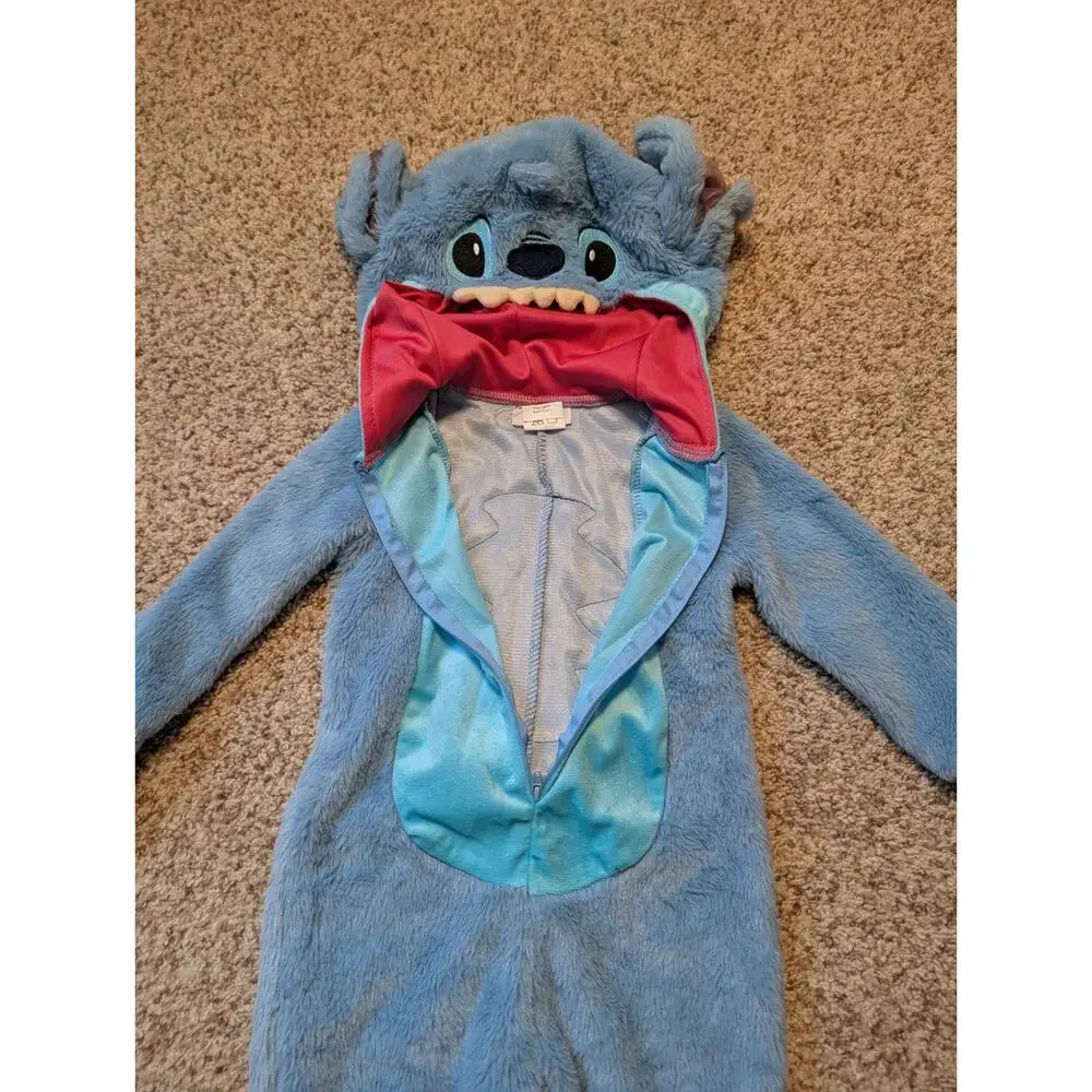 Disney Stitch Toddler Plush Hooded One Piece Costume Jumpsuit Blue 2T HALLOWEEN